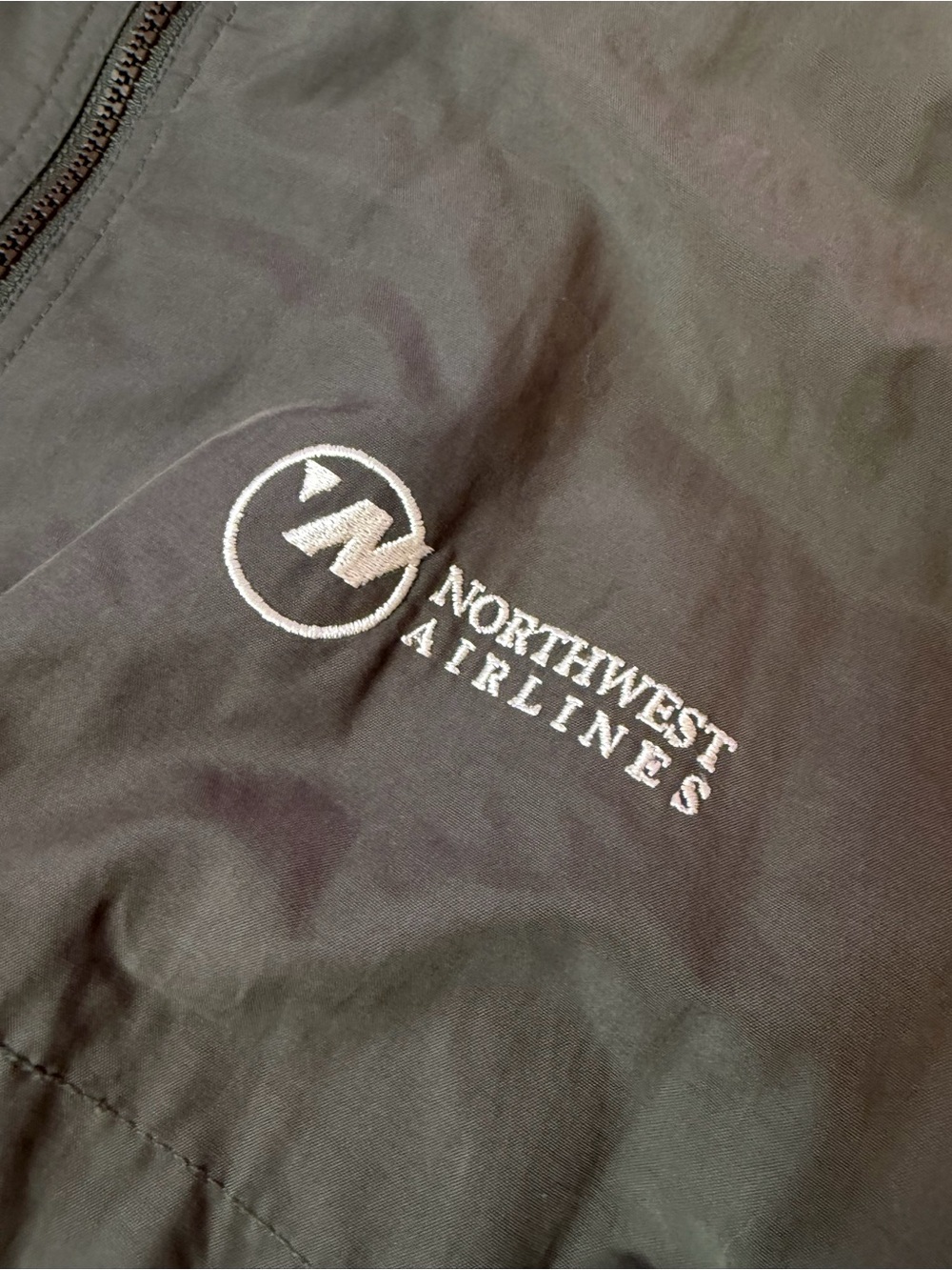 Vintage Y2K Northwest Airlines Windbreaker Jacket Brown‎ 2X Full Zip